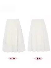 フレンチスタイル ドットメッシュ ケーキスカート【夏用・高腰・Aライン・重ね着】