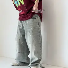 韓国風 おしゃれな子供用デニムパンツ【ユニセックス・ストレート・カジュアル】