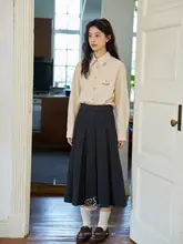 刺繍ストライプ長袖シャツ【ゆったりシルエット・落ち感デザイン】（セットアップ対応）