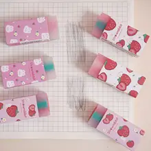 かわいいストロベリーウサギデザインのクリエイティブ消しゴム【スライス可能・ジュレ素材・幼児用・小学生向け】