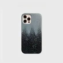 スマホケース iPhone12 Pro iPhone13 対応 型押しレザー ハーフタイプ ヴィンテージ グレーブルー