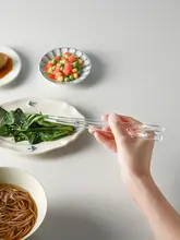 かわいい猫デザインの透明樹脂製箸【滑り止め付き・食器洗浄機対応】