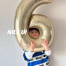 白金色の数付きアルミ風船【誕生日パーティー装飾・写真背景用】