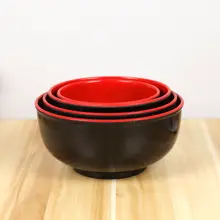 プラスチック製 ブラック＆レッドミックス 麺用ボウル【商業用・朝食やスープ用】