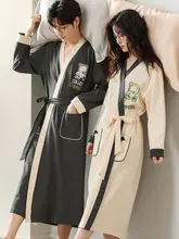 男女兼用 夏用コットン製 バスローブ【短袖・カジュアルデザイン】（セットアップ対応）