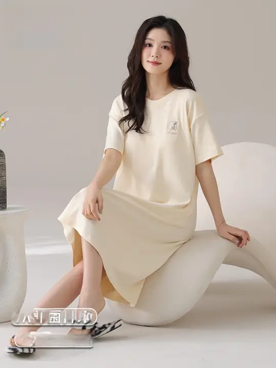 夏用 レディース コットン製 ゆったりとしたルームウェア【短袖・シンプルデザイン・マタニティ対応】