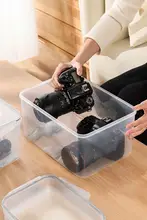 カメラ 収納ケース 透明 蓋付き 厚手 防塵 防湿 持ち運び便利 一眼レフ 撮影機材 デジタル機器