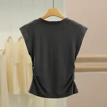 夏用おしゃれなVネック無袖Tシャツとスカート【女性用・ファッション】（セットアップ対応）