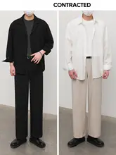 スラックス メンズ カジュアルパンツ 立体裁断 韓流 ルーズ ストレート 防シワ加工 上品 落ち感 きれいめ 「ZPZ」