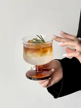 ヴィンテージ風の低脚ガラスカップ【アメリカンコーヒー・ドリンク対応・フルーツジュース用】