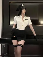 セクシーなナイトクラブ女性警官コスチューム【機長風・大きいサイズ・空港制服】（セットアップ対応）