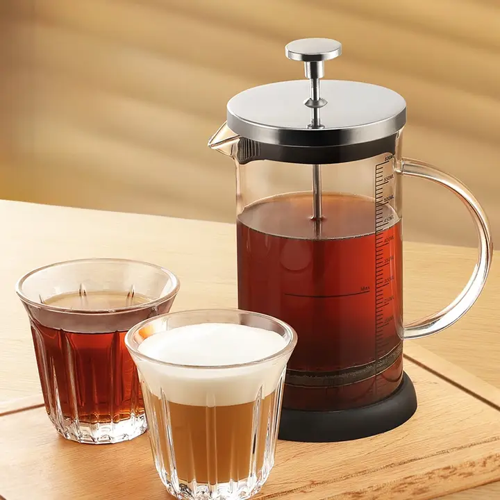 フレンチプレスコーヒー抽出器【家庭用・フィルター付き・冷抽出対応】