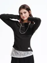 ワイドネックのオフショルダーレーストップス【フィットするデザイン・春秋用】