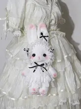 立ち耳うさぎデザインの黒いハンドメイドバッグ【ロリータスタイル・ショルダー・手提げ・リボン付き】