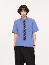 ストライプ＆千鳥格デザインのショートスリーブシャツ【カジュアルビジネス・レイヤードスタイル】