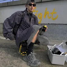 グレー紫のチェックシャツ【秋用・アンティーク加工・皺になりにくい・フィット】