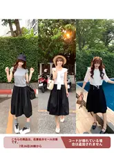デザイン性のある小柄女性用半身スカート【夏用・ウエストマーク・ふんわりシルエット】（セットアップ対応）