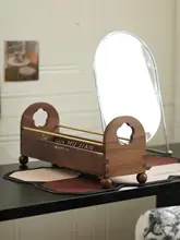 高級感あるナローボックス型コスメ収納ラック【実木製・洗面所用】