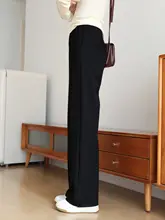 高級感のある直筒ワイドパンツ【抗しわ・耐磨・フィット・黒】