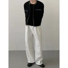 ジャケット メンズ ノーカラー ツイード風 金糸テープ ショート デザイン性 上品 春