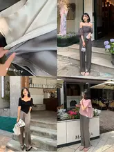 高級感あふれる光沢のあるアセテートパンツ