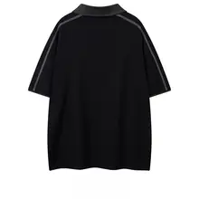 カラーブロックのポロ襟ショートスリーブTシャツ【ユニセックス・夏用・コットン】