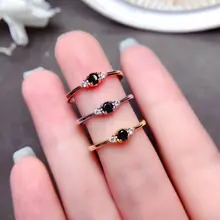 S925シルバー製 ブラッククリスタル開口デザインリング【シンプル・女性用】