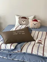 デザイナーのかわいいクマ柄天竺コットンの冬用厚手布団カバー・シーツ【保温・カートゥーンデザイン】（セットアップ対応）
