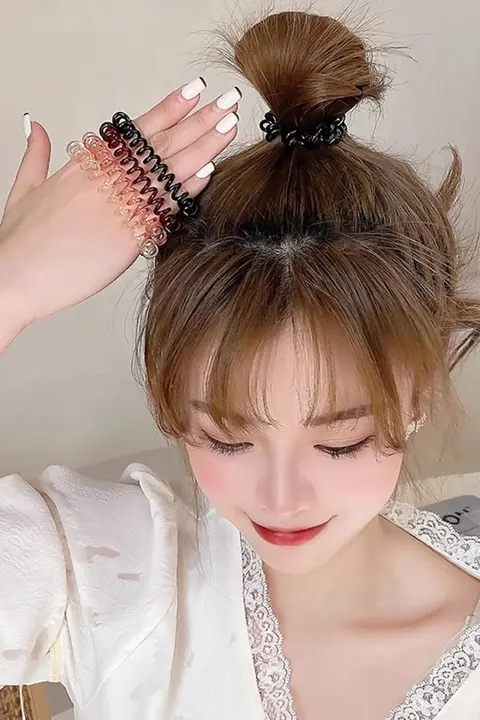 ヘアアクセサリー 電話線デザインヘアゴム【高弾力・耐久性・細タイプ】