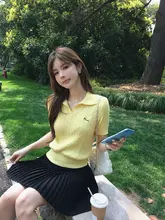 クラシックツイストニットポロシャツ【学院風・短袖・女性用】