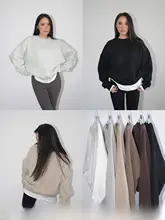極上の柔らかさメランジフリースクルーネックプルオーバー【冬用・ゆったりシルエット】