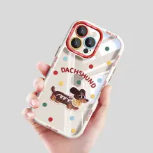 ADDTHIS 可愛い犬デザインのiPhone用透明ケース【スタンド付き・対応機種多数】（セットアップ対応）