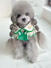 ペット用衣類 猫・犬用 ふわふわ小熊襟付きサロペットドレス【秋冬・クリスマス・新年用】