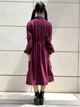 シンプルデザインの長袖シャツワンピース【工装風・秋季用・無地】