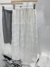 高級感ある国風レーススカート【ウエストゴム・シンプルデザイン・ロングタイプ】