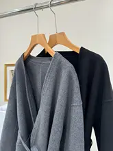 中長丈ダブルフェイスコート【Vネック・柔らかいラムウール・秋冬用・シンプルデザイン】
