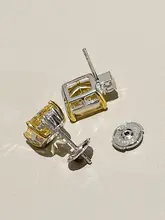高級感あるイエローダイヤモンドのフープピアス【925シルバー・5カラット相当・女性用】