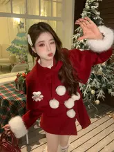 魅力的なデザイン！クリスマスムードの赤いケープ風コートとスカート【秋冬スタイル・ウール素材】（セットアップ対応）