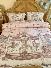 ぬいぐるみデザインのロリータ風ミルクフランネル四点セット【保温・コーラルフリース・ベッドシーツ・掛け布団カバー・寝具】