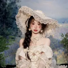 新しいロリータ麦わら帽子レトロ牧歌的なスタイル