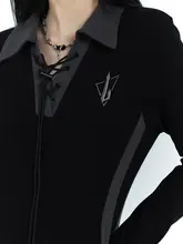 黒のロングポロワンピース【長袖・秋冬用・エレガント】
