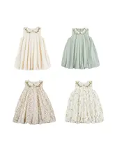 立体刺繍のフラワーカラー子供用ワンピース【夏用・ノースリーブ・ロマンティック】