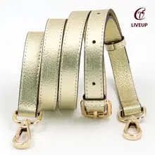 調節可能な本革製ショルダーストラップ【金色・リザード柄】