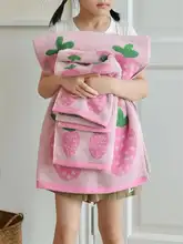 かわいいストロベリーデザインの全棉タオル【ミニサイズ・北欧風・柔らかい】