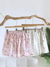 可愛らしいカートゥーンデザインのコットンガーゼショートパンツ【夏用・薄手・通気性】（セットアップ対応）