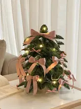 ミニリボン付きクリスマスツリー【DIYデスクトップ装飾・家用小型飾り】
