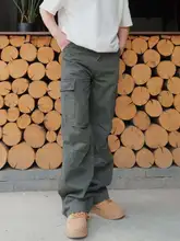 春季アメリカンカジュアルスタイルのワークパンツ【ストレート・ゆったり・ウォッシュ加工】