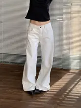 明るいステッチのカラーブロックホワイトデニムパンツ【極上の柔らかさ・カジュアル・スリムフィット】