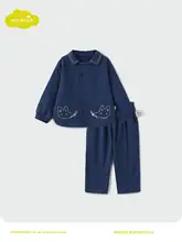男の子用春秋ファッション長袖ポロシャツ【襟付き・極上の柔らかさ・二点セット（セットアップ対応）】