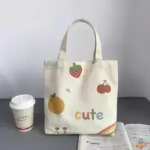 可愛いカートンデザインの帆布手提げバッグ【お弁当用・小型・サブバッグ】